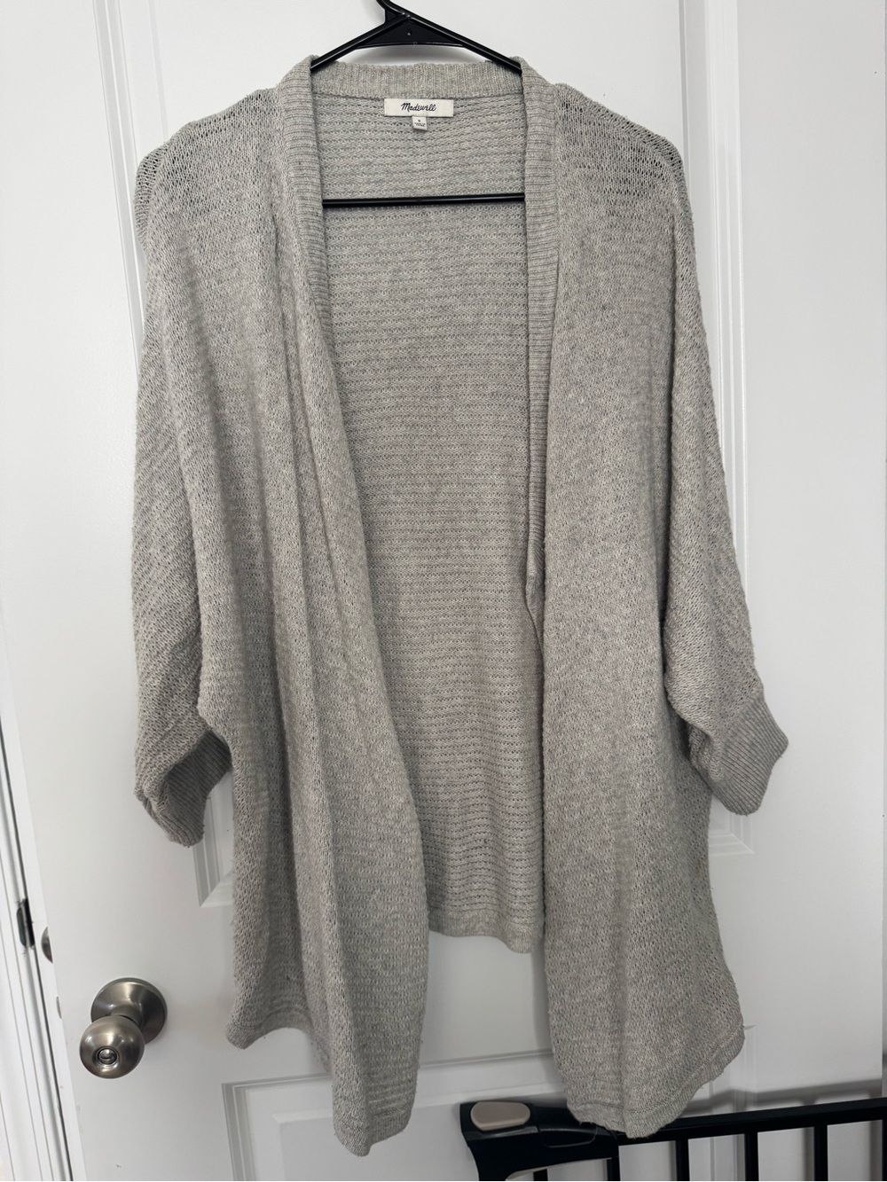 Madewell Heather Gray Open-Front Draped Cardigan